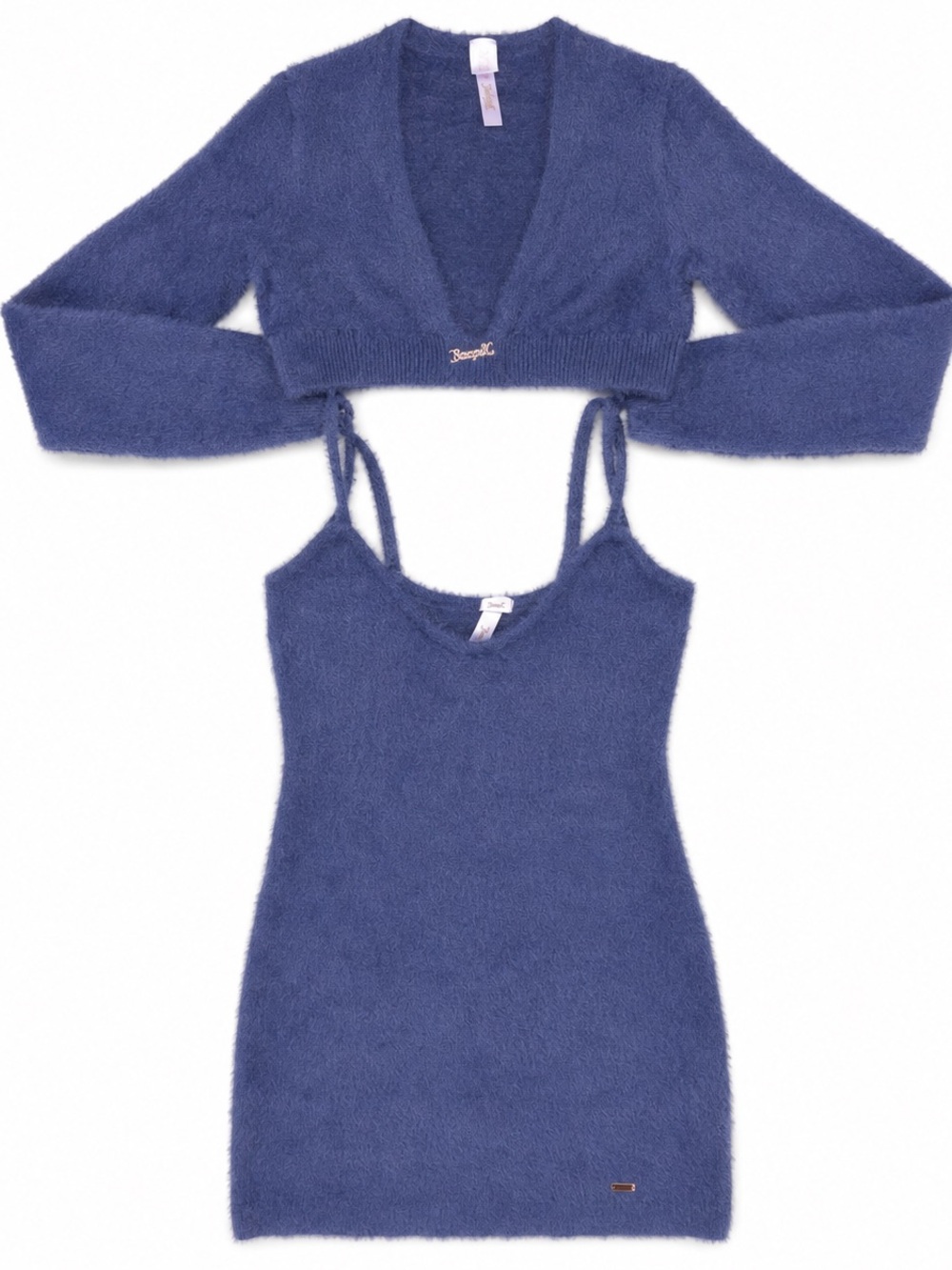 Savage X Fenty Fluff It Up Dress Cardigan Set Navy Blue XS $115 Retail